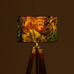 Lampshade Autumn Green Brown Tropical Leaves Animal Print Velvet Drum Lamp Shade - 25cm 30cm 35cm 40cm 45cm Table Lamp Shade, Ceiling - thumbnail 3