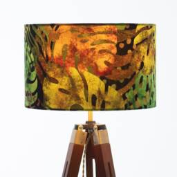 Lampshade Autumn Green Brown Tropical Leaves Animal Print Velvet Drum Lamp Shade - 25cm 30cm 35cm 40cm 45cm Table Lamp Shade, Ceiling - thumbnail 2