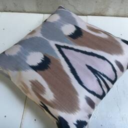 Silk Ikat Pillow Cover - 16x16 Handwoven Cushion, Soft Colors - thumbnail 4
