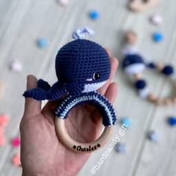 Personalised Baby Whale Gift Set - Rattle, Pacifier Clip - thumbnail 3