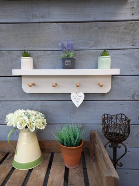 Hardwood Peg Shelf Birch Shaker Pegs, Painted Storage Shelf - image 1