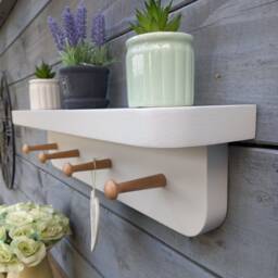 Hardwood Peg Shelf Birch Shaker Pegs, Painted Storage Shelf - thumbnail 3