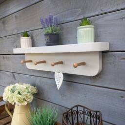 Hardwood Peg Shelf Birch Shaker Pegs, Painted Storage Shelf - thumbnail 2