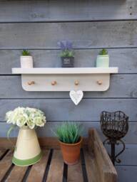 Hardwood Peg Shelf Birch Shaker Pegs, Painted Storage Shelf - thumbnail 1