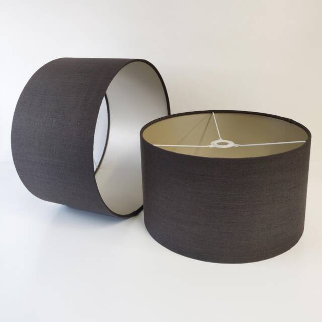 Charcoal Lampshade in Linen With Champagne Lining - image 1