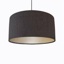 Charcoal Lampshade in Linen With Champagne Lining - thumbnail 2