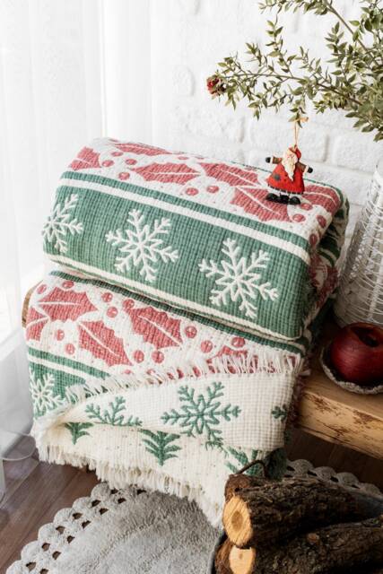 Christmas King Size Muslin Quilt Organic Cotton Duvet, Oeko-Tex Certified - image 1