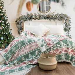 Christmas King Size Muslin Quilt Organic Cotton Duvet, Oeko-Tex Certified - thumbnail 2