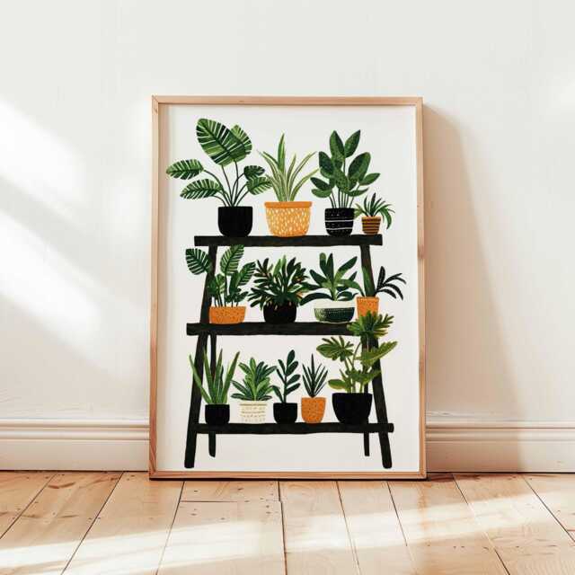 Houseplant Print, Botanical Wall Art, Urban Jungle Decor, Plant Lover Gift, Boho Style Poster, Indoor Garden Art - image 1