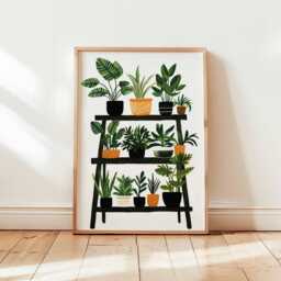 Houseplant Print, Botanical Wall Art, Urban Jungle Decor, Plant Lover Gift, Boho Style Poster, Indoor Garden Art - thumbnail 1