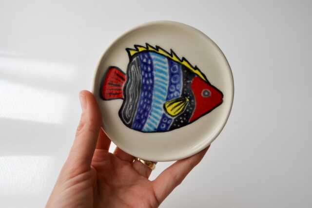 Hand-Painted Stoneware Fish Wall Plate Colorful Kitchen Decor - image 1