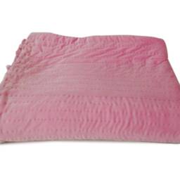 Pink Quilt, Velvet Cotton Pompom Bubble Gum Blanket, Twin Queen Girls Room, Kids Room Bedding - thumbnail 3