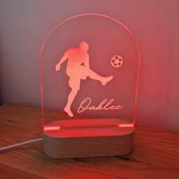 Football Night Light Personalised, Player & Ball Led Light, Soccer Name Bedside Lamp, Sports Lover Gift, Teenager Gift - thumbnail 2
