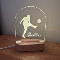 Football Night Light Personalised, Player & Ball Led Light, Soccer Name Bedside Lamp, Sports Lover Gift, Teenager Gift - thumbnail 3