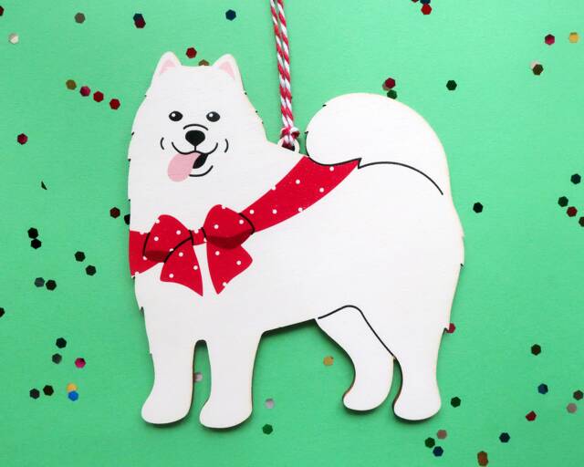 Samoyed Christmas Ornament Personalized Handmade Wood Dog Hanging On Tree Personalize Custom Gift For Lovers - image 1