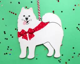 Samoyed Christmas Ornament Personalized Handmade Wood Dog Hanging On Tree Personalize Custom Gift For Lovers