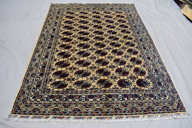 Handmade Afghan Turkmen Wool Rug, Oriental Area Rug - 6.10 X 5.0 Ft - image 1