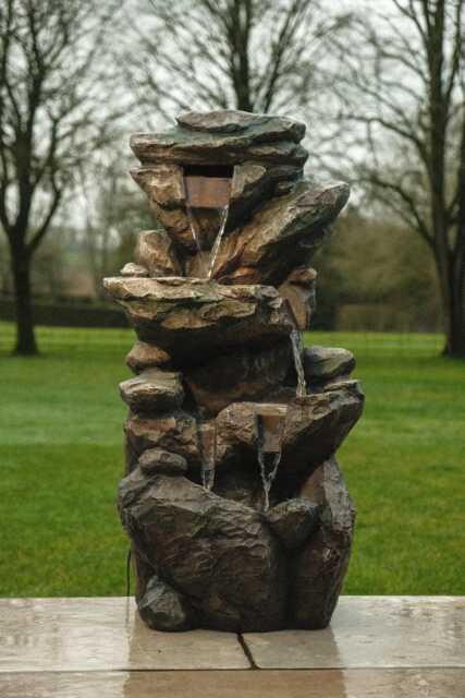Rock Pool Water Feature Slate Effect Garden Light Up Led Outdoor Decor Gift - image 1