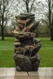 Rock Pool Water Feature Slate Effect Garden Light Up Led Outdoor Decor Gift - thumbnail 1