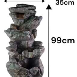Rock Pool Water Feature Slate Effect Garden Light Up Led Outdoor Decor Gift - thumbnail 2