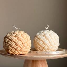 Handmade Yarn Ball Candle Trendy Rope Vegan Home Decor