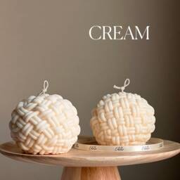 Handmade Yarn Ball Candle Trendy Rope Vegan Home Decor - thumbnail 3