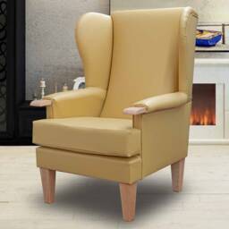 Manuka Yellow Faux Leather Wingback Chair Hospitality & Care Edition - thumbnail 3