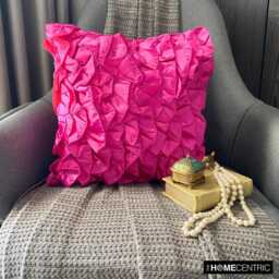 "Satin Fuchsia Pink Sofa Cushion Cover 16""x16" - thumbnail 2