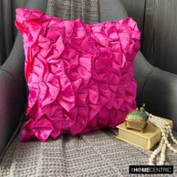 "Satin Fuchsia Pink Sofa Cushion Cover 16""x16" - thumbnail 3