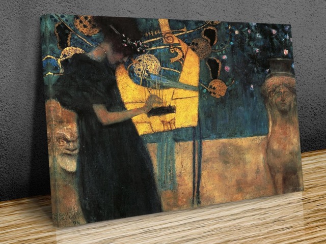 Gustav Klimt Music , Famous Oil Painting Set Of 4 New Split Canvas Prints, Mounted Print, Wall Art, Ready To Hang - image 1