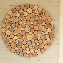 Round Wood Slice Wall Art Modern Tree Rounds Decor - 34'' - thumbnail 2
