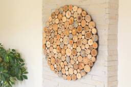 Round Wood Slice Wall Art Modern Tree Rounds Decor - 34'' - thumbnail 1