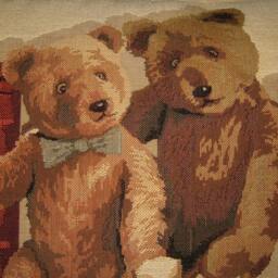 2 Teddy Bears Bookshelf Oblong Woven Tapestry Cushion Pillow Cover - thumbnail 2