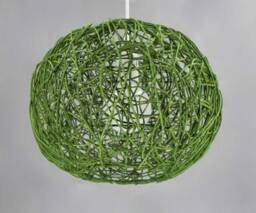 Green Rattan Spherical Pendant Light, Ceiling Lamp, Hardwired Or Plug-In, 3 Diameter Options