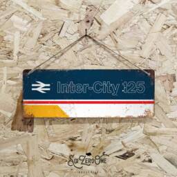 Intercity 125 Metal Sign Horizontal - Vintage Worn Rusty Look Printed Railway Staion Train Model Room - thumbnail 2