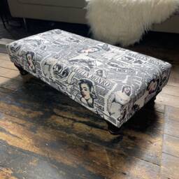 Marilyn Monroe Footstool Coffee Table Bench With Wooden Printed Fabric Handmade Footrest Pouffe - thumbnail 3