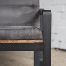 Handmade Modern Alcantara Leather Armchair, Black Metal Frame - thumbnail 3