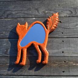 Orange Tabby Cat Mirror, Decorative Wall Gift For Cat Home, Art Walls, House Warming Gift, Lovers Gifts, Mirror With - thumbnail 3