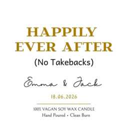 Personalised Wedding Candle Gift Set, Happily Ever After, Custom Names Date, Vegan Soy Wax - thumbnail 2