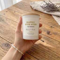 Personalised Wedding Candle Gift Set, Happily Ever After, Custom Names Date, Vegan Soy Wax - thumbnail 3