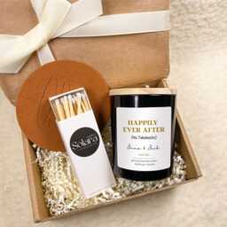 Personalised Wedding Candle Gift Set, Happily Ever After, Custom Names Date, Vegan Soy Wax - thumbnail 4