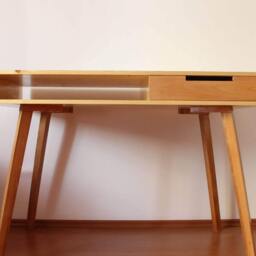 Scandinavian Wooden Desk - Solid Spruce & Beech Wood Office - thumbnail 2