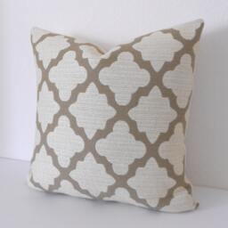 Tan & Ivory Morrocan Quatrefoil Geometric Decorative Throw Pillow - thumbnail 2