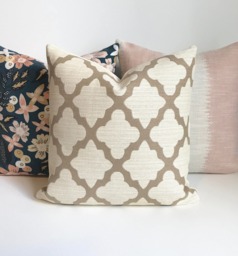 Tan & Ivory Morrocan Quatrefoil Geometric Decorative Throw Pillow - thumbnail 1