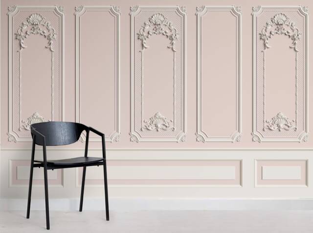 3D Molding Wallpaper, Pink Cornice Wall Mural, Peel & Stick - image 1