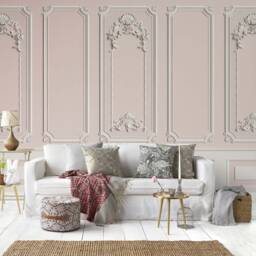 3D Molding Wallpaper, Pink Cornice Wall Mural, Peel & Stick - thumbnail 2