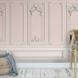 3D Molding Wallpaper, Pink Cornice Wall Mural, Peel & Stick - thumbnail 3