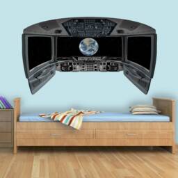 Vwaq Spaceship Cockpit Wall Mural - Earth Window Sticker Cp7