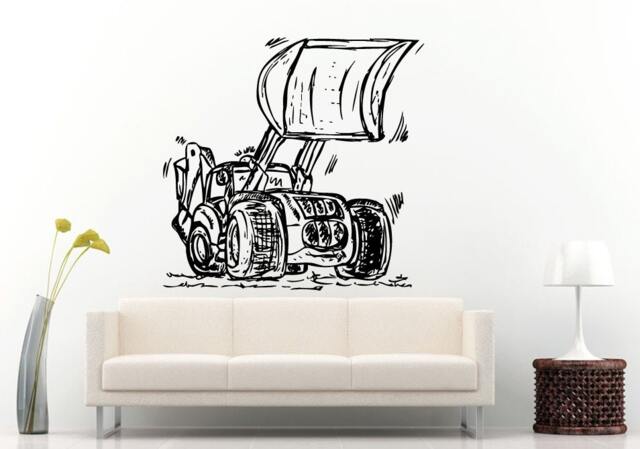 Mechanical Bulldozer Digger Big Tires Farmer Vehicle Work Boys Room Kids Children Toddler Wall Decal Vinyl Sticker Mural Decor L1110 - image 1