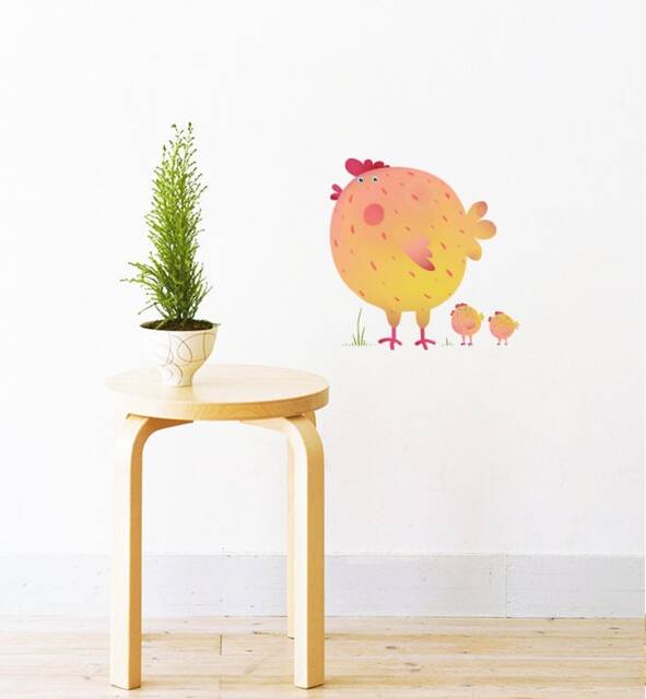 Chicken Family Together Wall Sticker Decal - Dogs & Pets Stickers, Decals, Kids Animals Decals